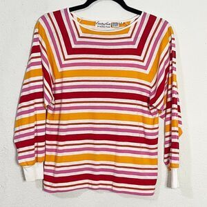 Vintage Country Set Jrs by Evan-Picone Pink Red Orange Mod Striped‎ Shirt